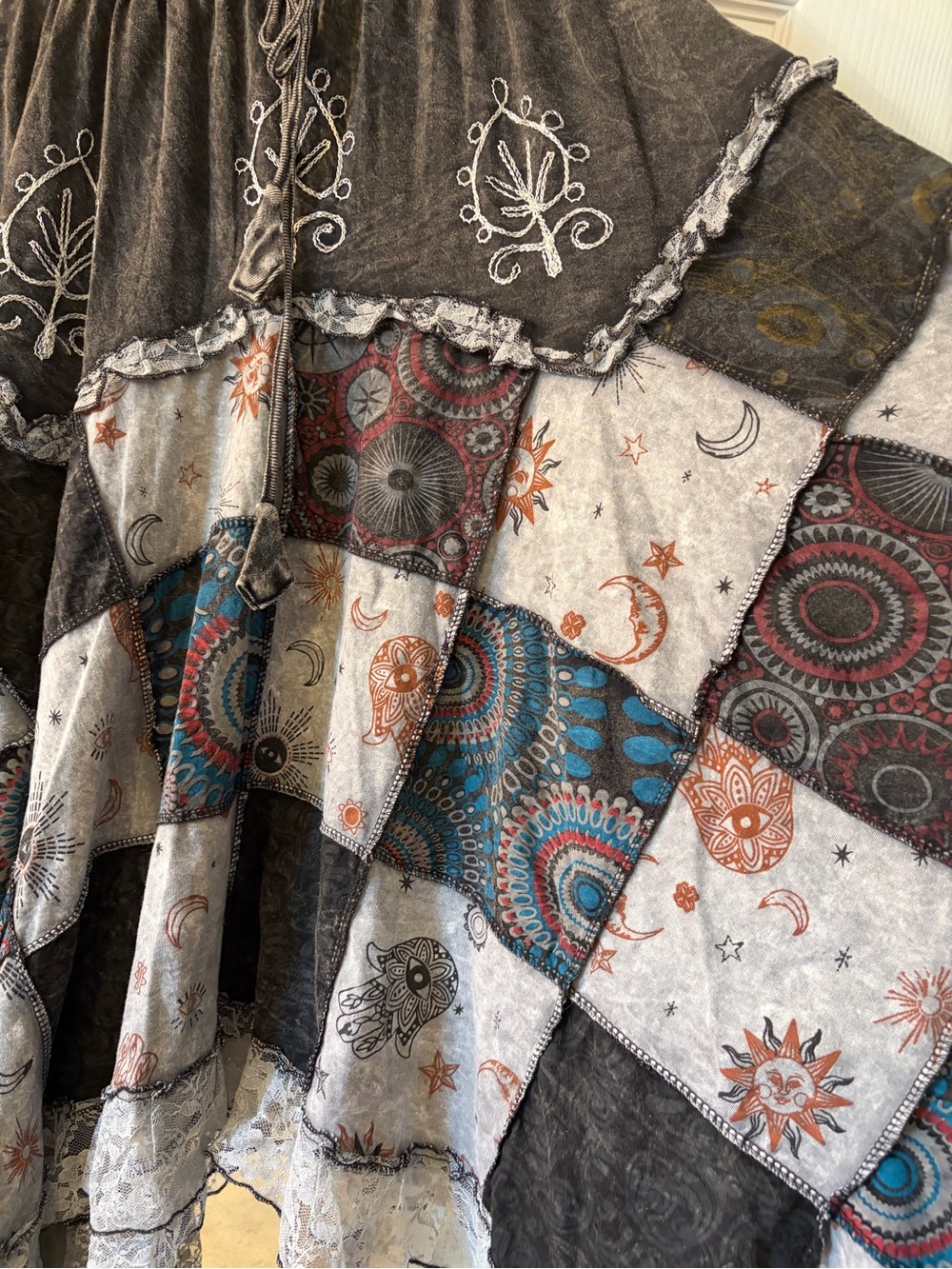 Pol acid wash patchwork maxi skirt - Picture 4 of 7